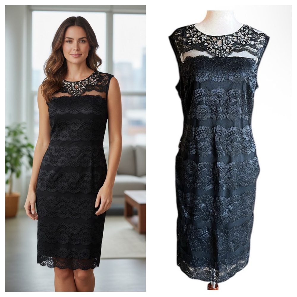 Scarlett Woman Black Sleeveless Cocktail Bodycon Beaded Dress
